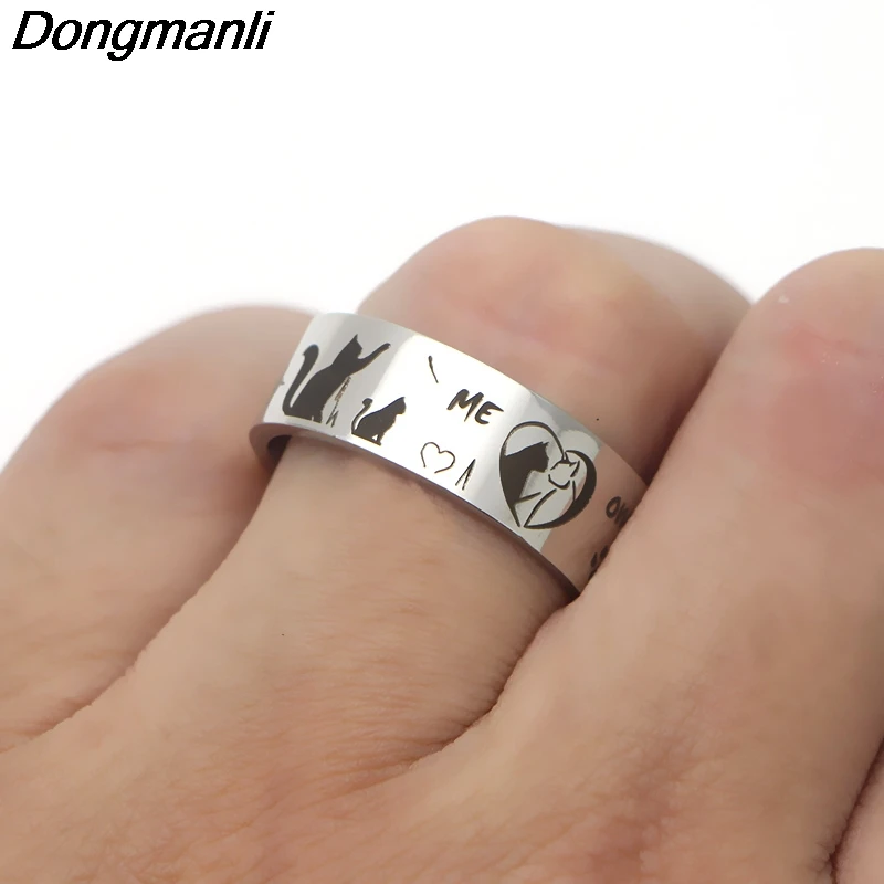 P3323 Dongmanli Симпатичные DIY кошка кольцо из нержавеющей стали кольца для мужчин и женщин вечерние модные черные Серебряные кольца ювелирные изделия