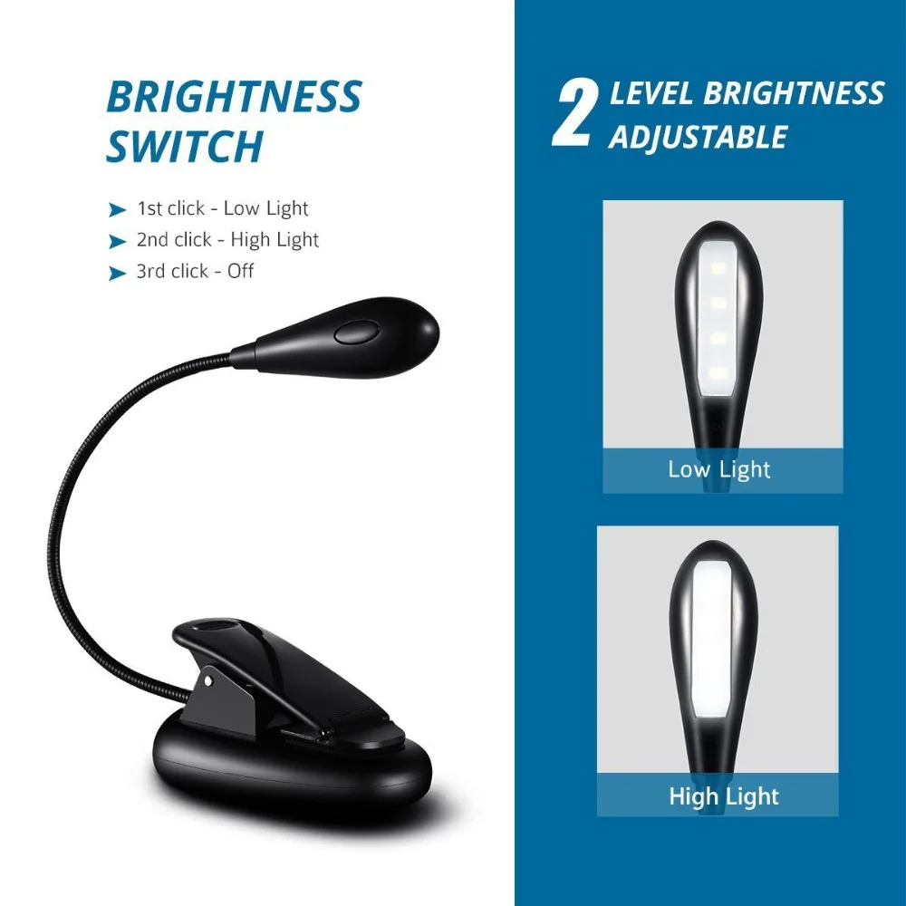 Зажим для чтения ChenFec 4 LED USB Компьютерный свет и Уход за глазами книги гибкий зажим