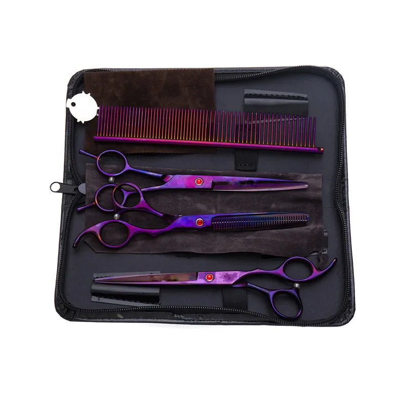 Ножницы hairdres 7,0 дюймов Профессиональные ПЭТ ножницы для стрижки собак Высокое качество Прямые и филировочные ножницы 6 шт./компл