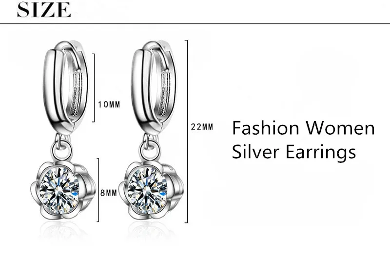 Женские серьги с цирконом Everoyal блестящие цветком из циркония Модные