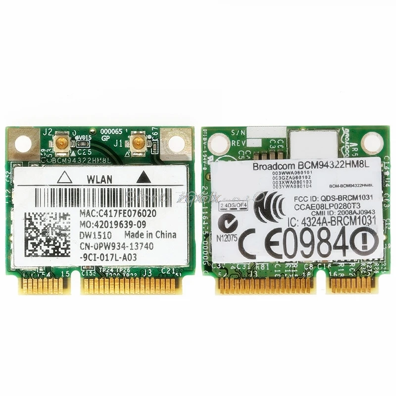 Mini PCI E BCM94322HM8L DW1510 Dual Band 300M Wireless Card For DELL E4200 E5500 Whosale&Dropship|wireless card|dual bandwireless card dell |