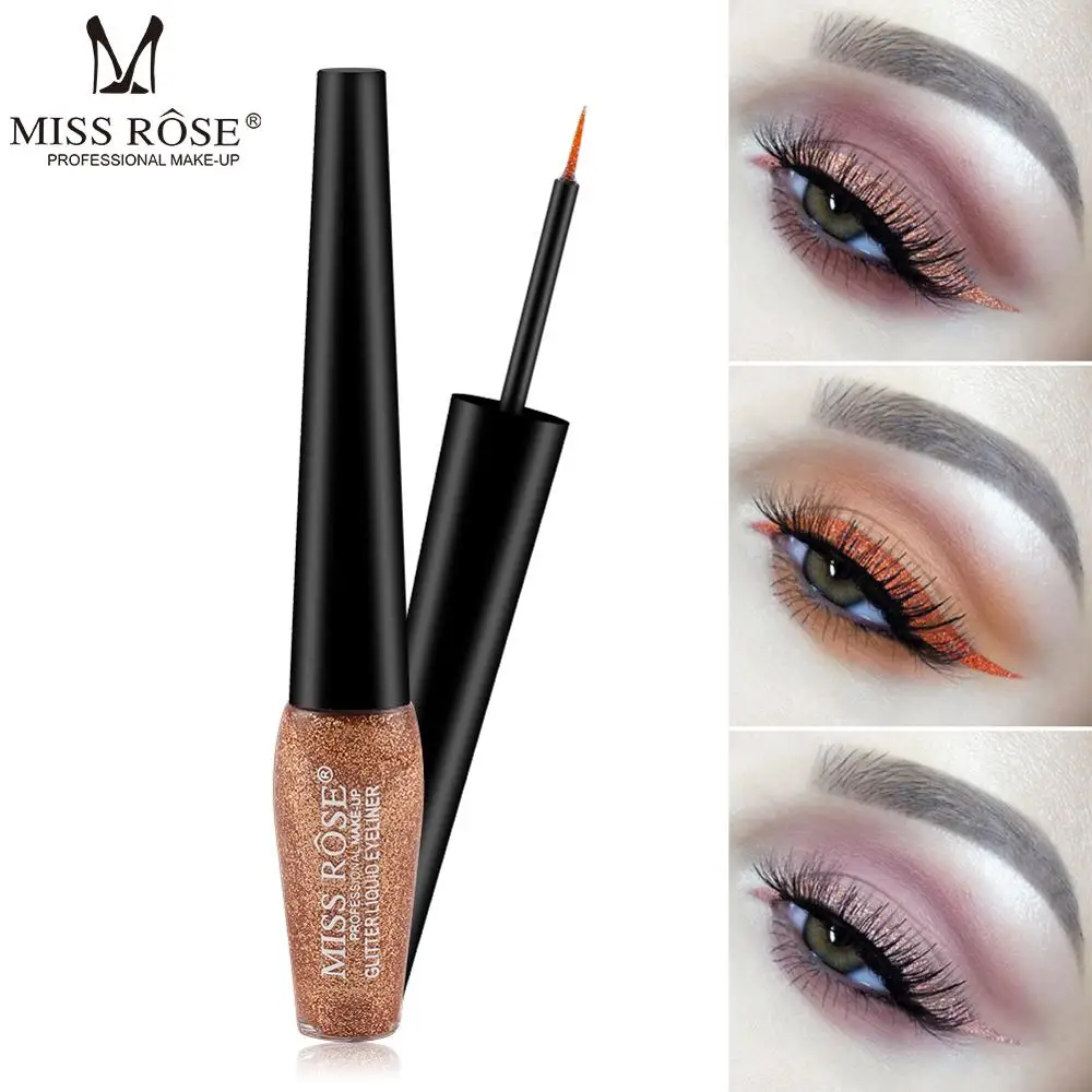 Блестящая подводка для глаз Miss Rose gold водостойкая 9 цветов белая серебристая