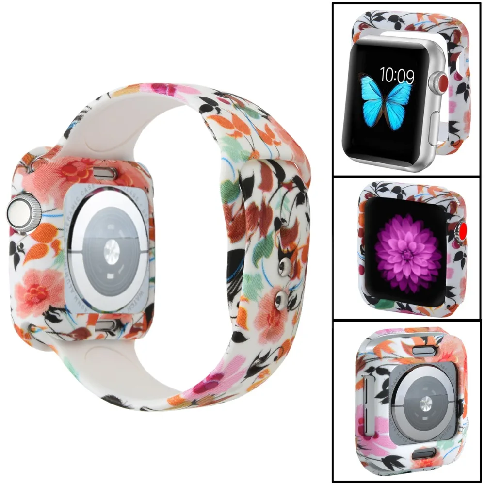 Силиконовый чехол Odog с цветком для Apple Watch 4 Band 40 мм 44 мм для iWatch Series 4 защитная рамка полная защитная оболочка
