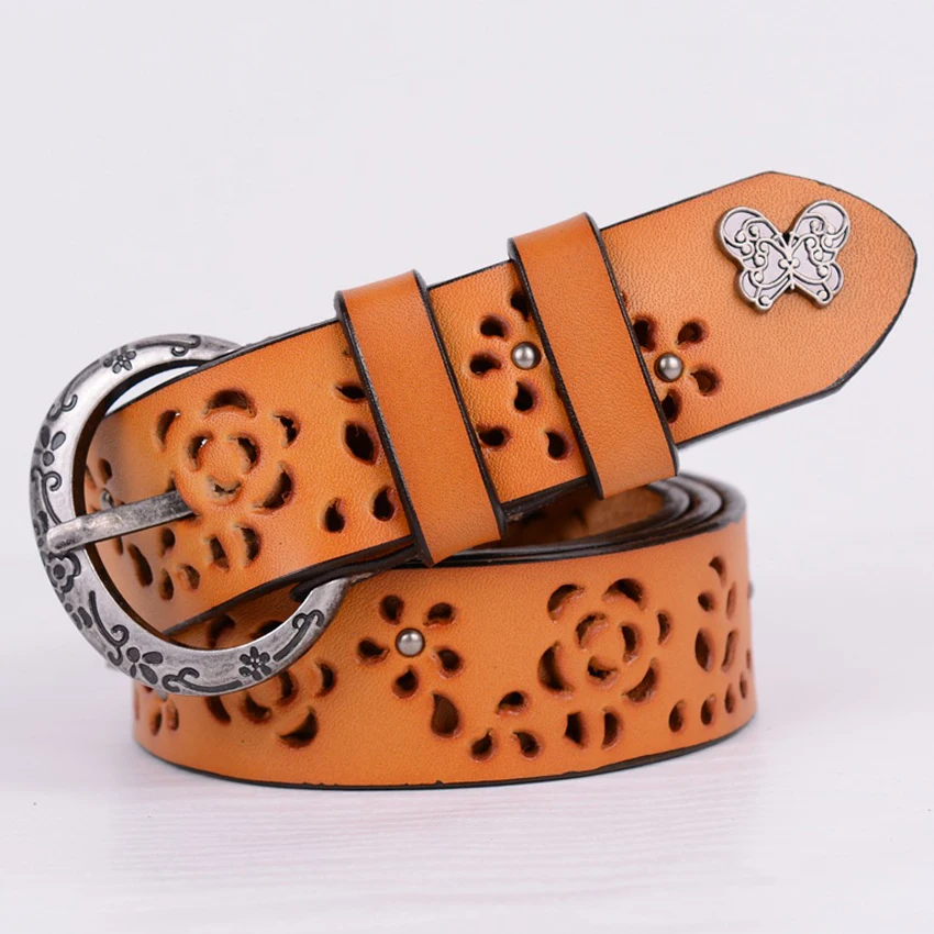 Ремень из воловьей кожи Женский роскошный винтажный дизайнерский пояс в стиле