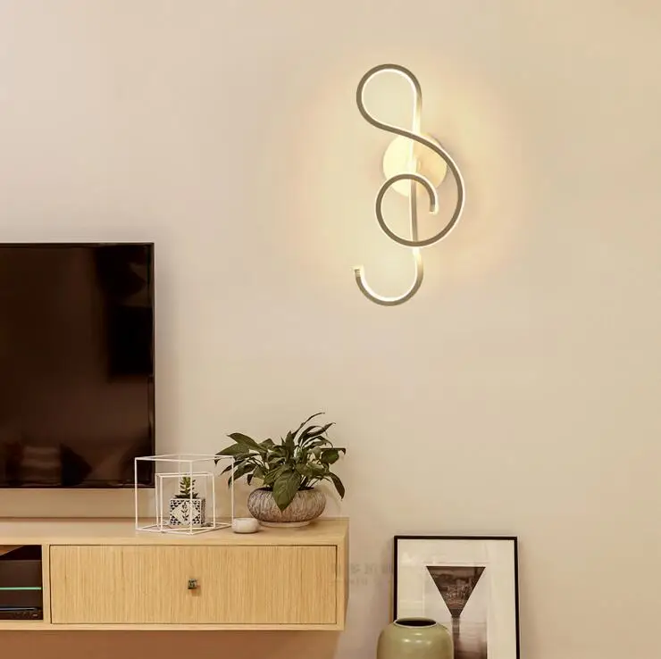 Simple creative led wall lamp Note background lights lighting fixture lamps black white | Лампы и освещение