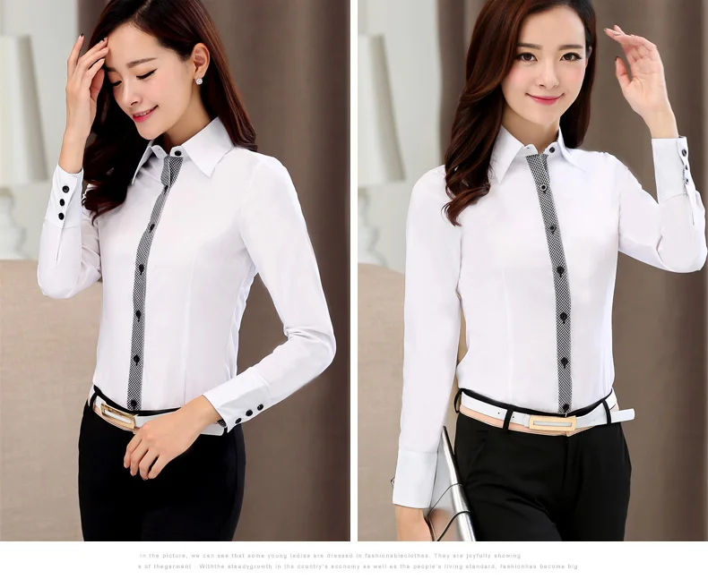Офисные офисные женские рубашки с отложным воротником однобортные тонкие