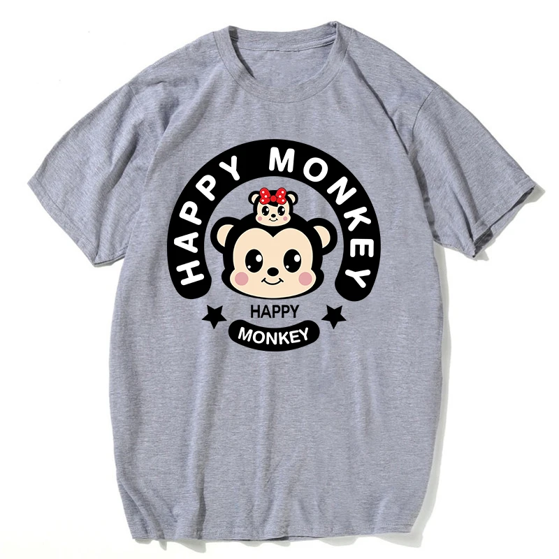 Мужская футболка Happy monkey с милым принтом для мужчин и женщин хлопковая