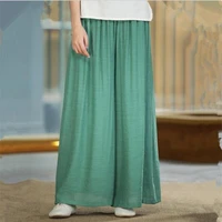 2021 women summer high waist wide leg pants tie on side casual straight trousers solid cotton pants plus size bottoms l 6xl 7xl
