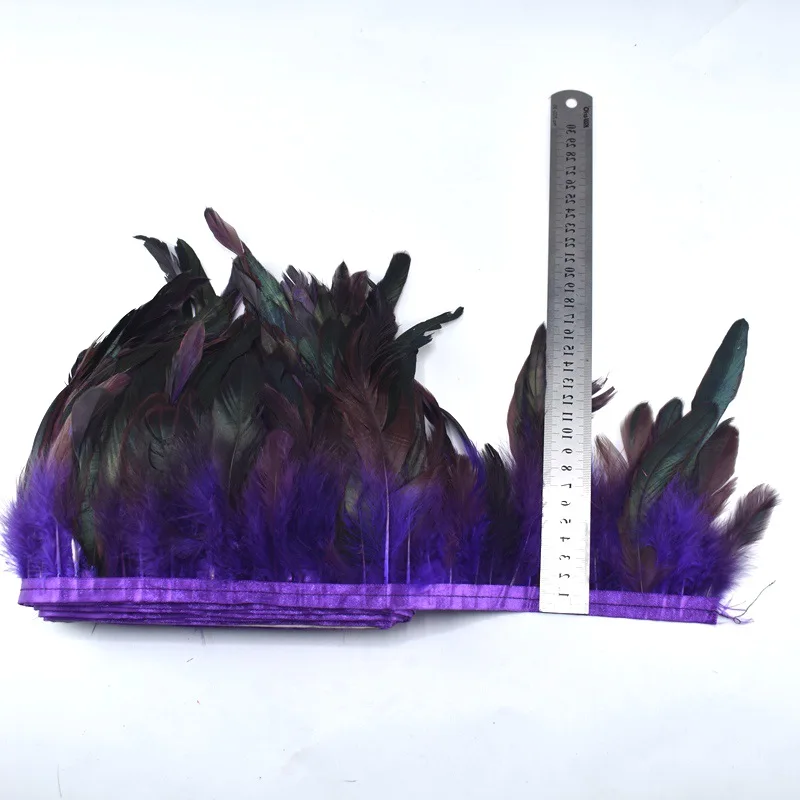 purple 1 м 13-18 см Королевский синий цыпленок с перьями из хвоста петуха планки свадебное платье юбка праздничная одежда украшения для самодельного изготовления перья - Цвет: purple