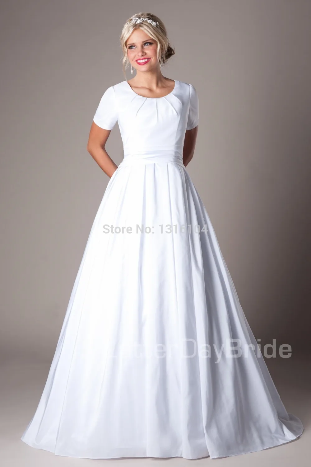 Женское платье с рукавами простой сатин Квадратный крылышками|wedding gowns with