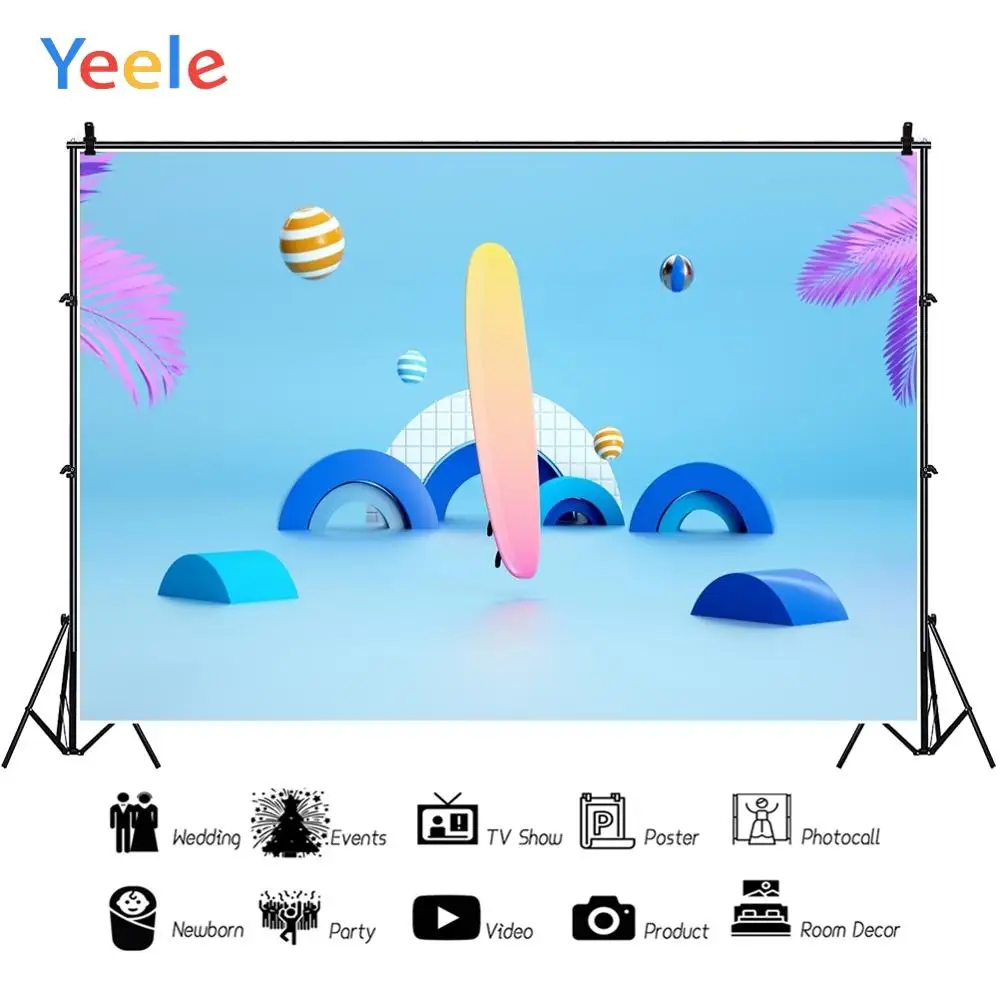 Yeele Blue Gradient Arch Pattern Surfboard Summer Photography Backgrounds Customized Photographic Backdrops for Photo Studio | Электроника