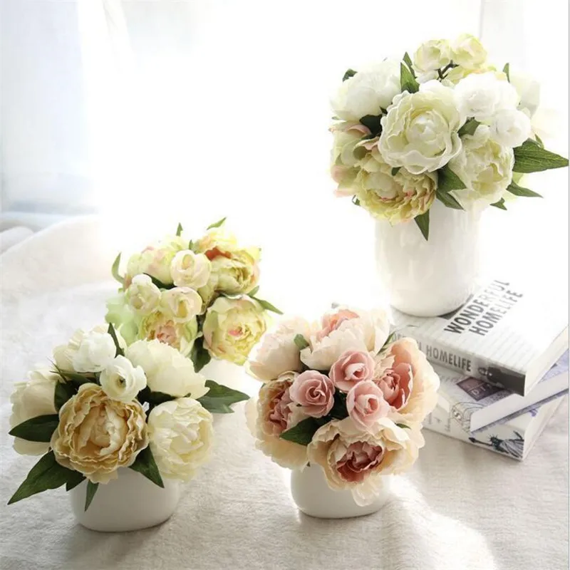 31CM White Peony chinese Silk Fake Flower Floral Garden Bouquet Wedding Bridal Bouquets Home Decoration | Дом и сад