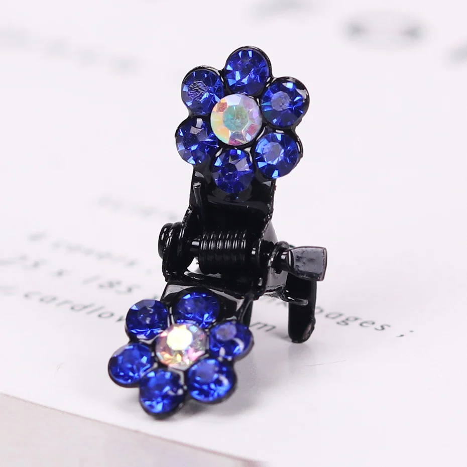 Sapphire blue 12 шт., модные женские шпильки, Хрустальный цветок, мини заколки, подарок для детей, заколка для волос, милые заколки, аксессуары для волос для девочек - Цвет: Sapphire blue