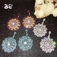 be 8 luxury clear aaa cz round shape drop earrings for women brincos mujer fashion jewelry female anniversary party gifts e730