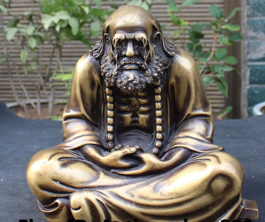 10 &quotКитайский буддийский из бронзы Arhat Damo Bodhidharma Dharma статуя Будды | Дом и сад