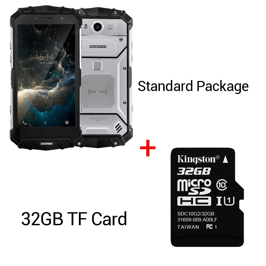 Sliver n 32GB Card DOOGEE S60 Lite IP68 вода 5580 мАч Беспроводная зарядка 12V2A Быстрая зарядка 5,2 ''FHD MT6750T Восьмиядерный 4 ГБ 32 ГБ смартфон 16,0 Мп камера - Цвет: Sliver n 32GB Card