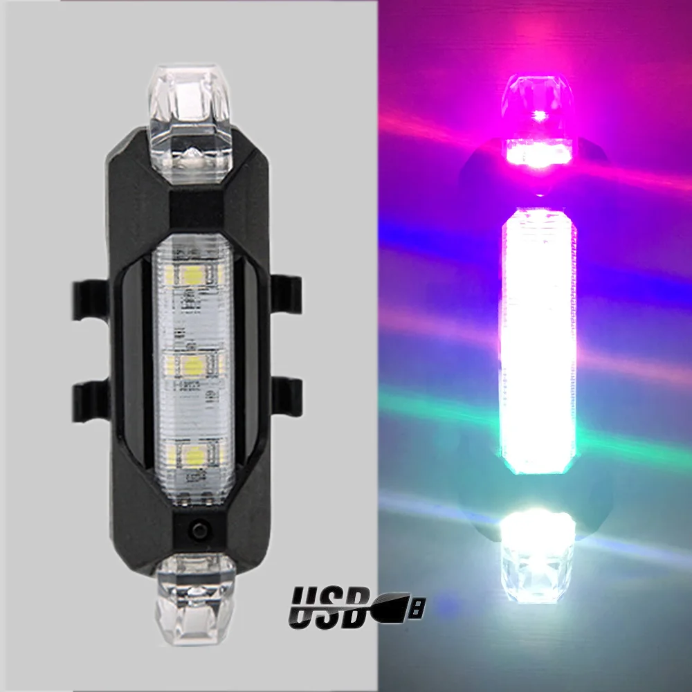 colorful Zacro 3 цвета Портативный USB Перезаряжаемые велосипед хвост сзади безопасности Предупреждение светильник хвост светильник велосипедный задний фонарь супер яркий - Цвет: colorful