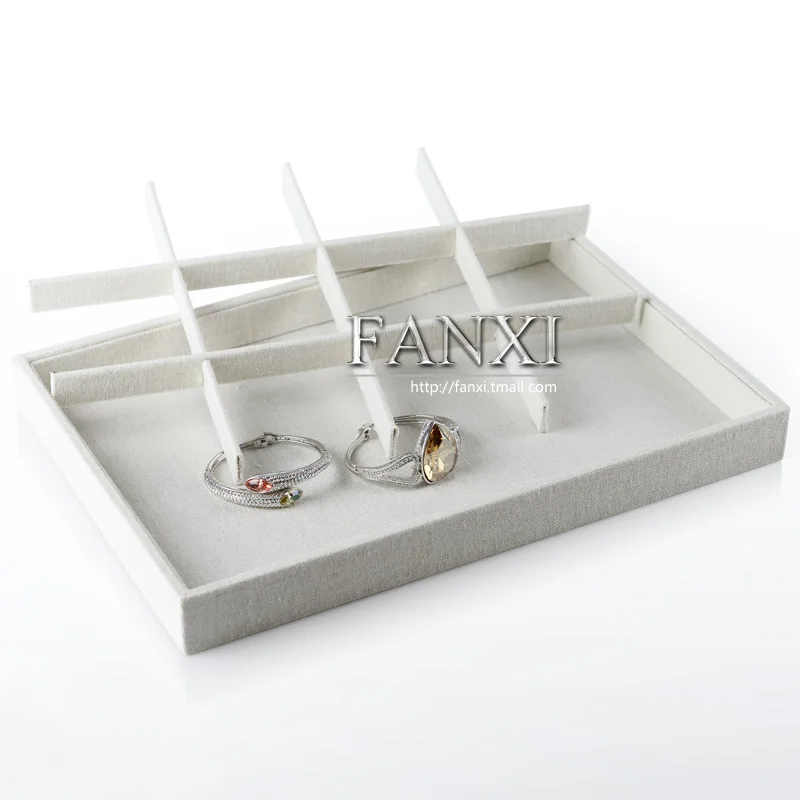 FANXI Бесплатная доставка деревянный поднос для упаковки ювелирных изделий из льна