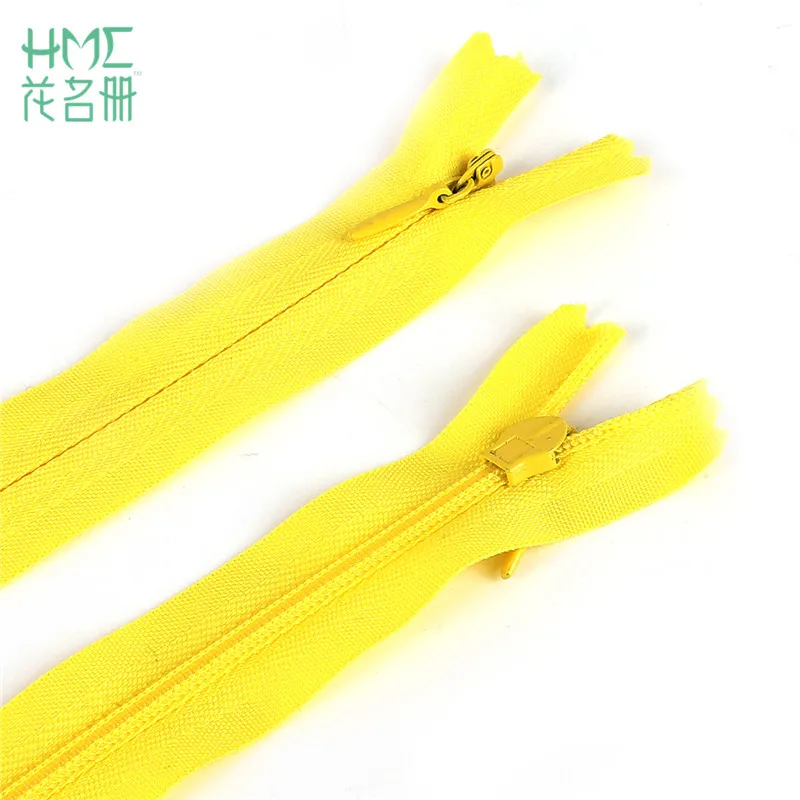Yellow Хит, 10 шт./лот, 17 цветов, 35-60 см, 5 размеров, невидимые молнии, нейлоновые катушки, молнии для рукоделия, шитья, одежды, сумки, инструменты, аксессуары - Цвет: Yellow