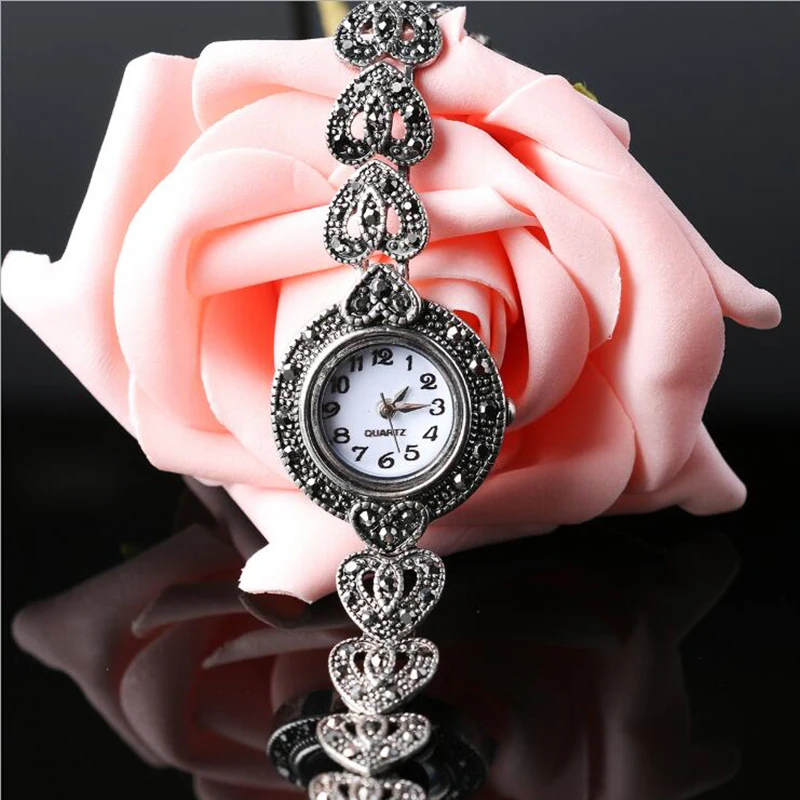 2018 HOT Antique silver resin crystal retro alloy electronic watch bracelet A few ethnic minority ornaments Factory wholesale | Украшения и
