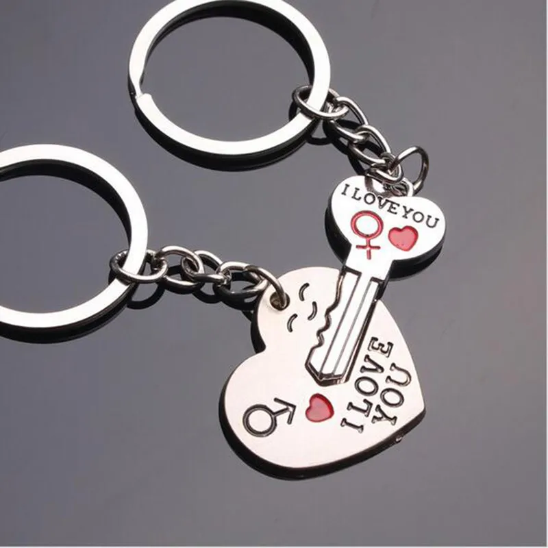 

2pcs Couple Keychain Valentine's Day for Lover Zinc Alloy Wedding Favor Best Gift for Girl Friend Wife Dropshipping @