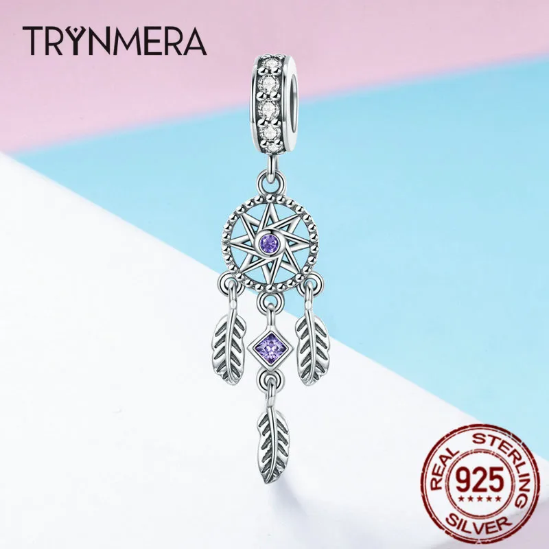 Trynmera Лидер продаж Серебро 925 пробы кулон Ловец снов Шарм fit для женщин браслеты с подвесками и ожерелья для мужчин ювелирные изделия подарок