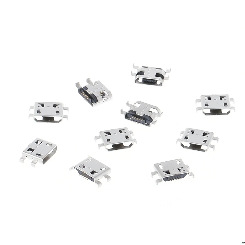 OOTDTY 10 шт. Тип B Micro USB 5 контактный разъем для зарядного устройства|Соединители| |