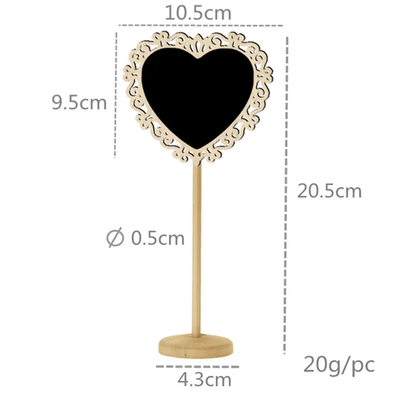 

5pcs/lot Hollw Heart Shape Wooden Black Board Message Table Number Wedding Party Decorative Erasable