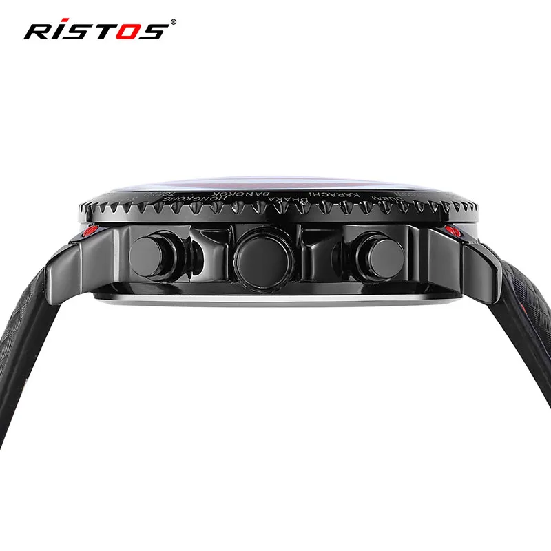 RISTOS спортивные мужские армейские часы с хронографом Модные Аналоговые кварцевые