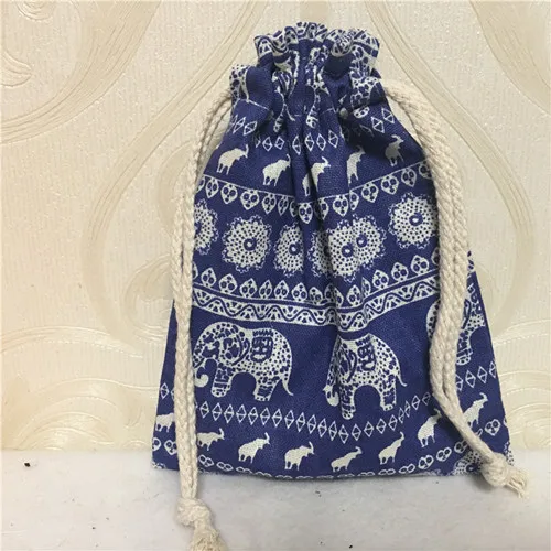 M 25x18cm Yile вручную из хлопка и льна с кулиской многоцелевой Организатор мешок подарка слон голубого цвета с цветочным рисунком, 8123 г - Цвет: M 25x18cm