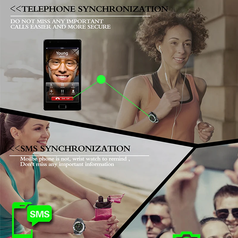 SW007 Bluetooth Smart Watch Sport Men Smartwatch Android IOS Clock phone Camera wearable devices With 2G Sim TF card |