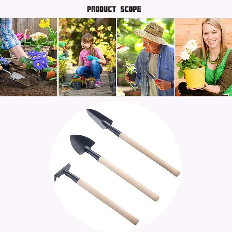 Vacclo 3pcs Mini Gardening Shovel Set Outdoor Bonsai Garden Tools Handmade Plant Planting Flower Spade Shovel Garden Hand Tools