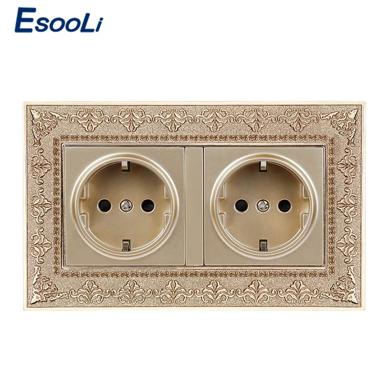 Esooli 16A Россия Испания двойное гнездо питания стандарта ЕС 146*86 4D тиснение Ретро