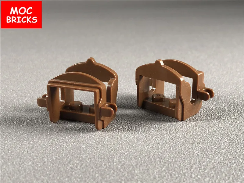 10 шт./лот MOC Кирпичи DIY коричневая лошадь седло с двумя зажимами подходит для 4491b