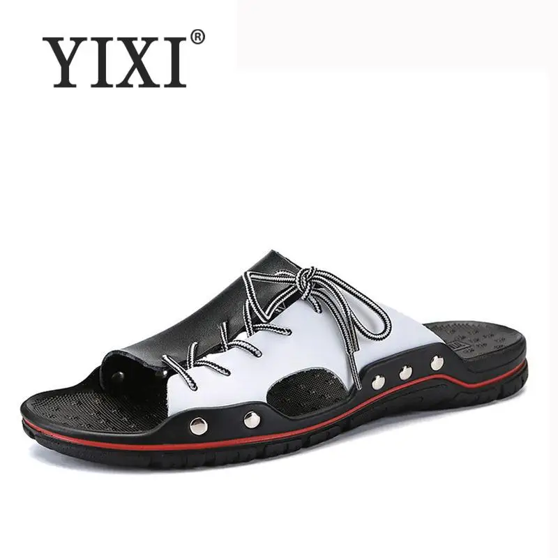 YIXI/Новинка 2019 летняя пляжная обувь мужские уличные сандалии тапочки