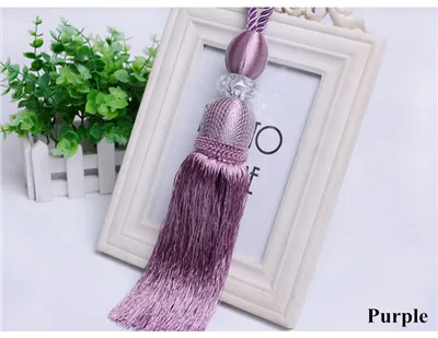 Purple Qgvlish 2 шт./пара Шторы подхваты для штор с бахромой, с кисточками на ремне с шариками Шторы держатель аксессуары для ванной комнаты, подхваты украшения крепления связывают - Цвет: Purple