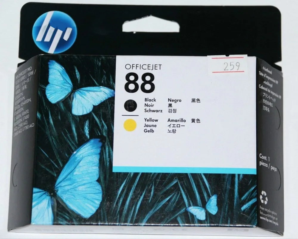 Оригинальная и истекшая черно Желтая печатающая головка C9381A для HP 88 Officejet Pro K8600