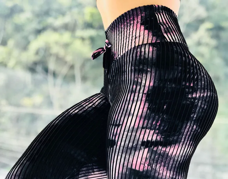 Женские леггинсы с принтом эластичные эффектом пуш-ап для фитнеса высокой талией