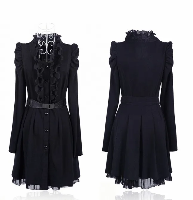 Осень-зима 2017 Женский Тренч большие размеры черное кружевное платье модное