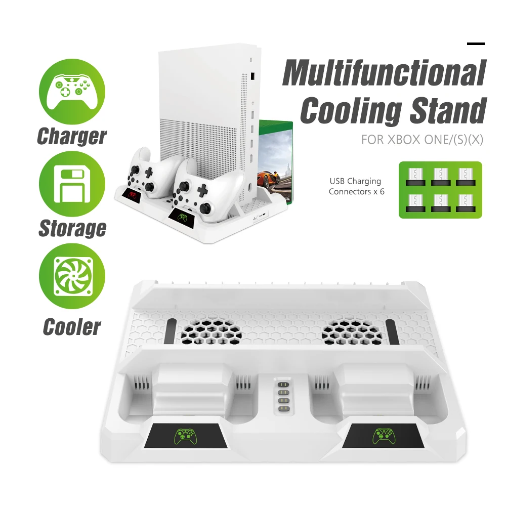 

OIVO Cooling Vertical Stand Dual Controller Charging Dock Station For Xbox ONE Games Storage Charger for Xbox ONE/S/X Console