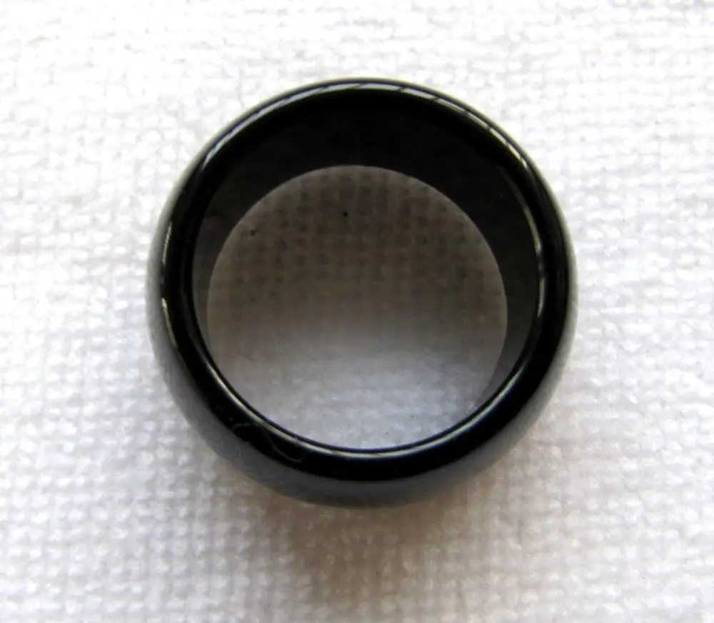 Китайский Натуральный Черный нефрит ручной резной браслет кольцо Размер 9 5-11 #