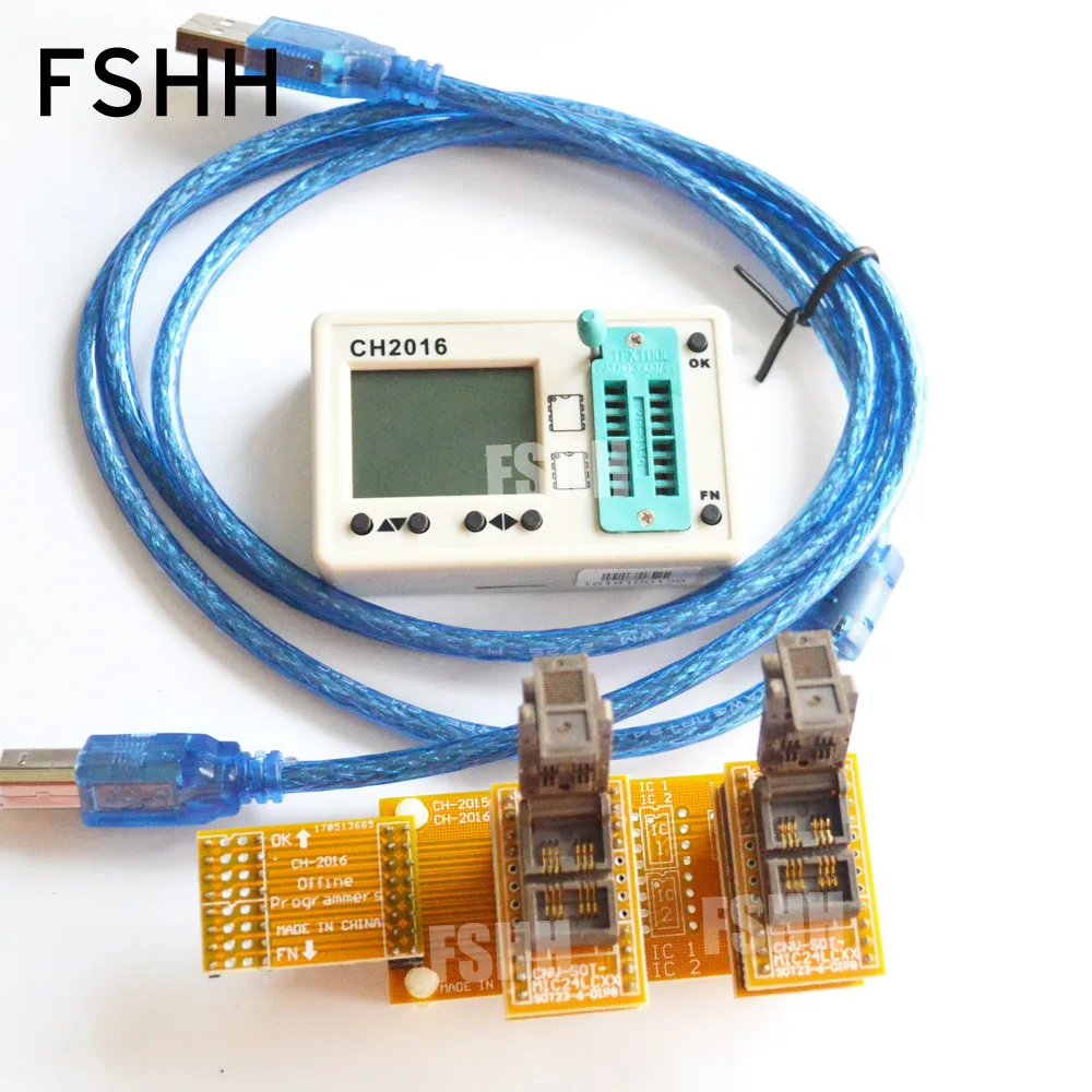 Offline programmers CH2016  SPI FLASH programmer+SOT23-6 test socket(for 24c/24lcxxx eeprom)  Production 1 drag 2 programmer