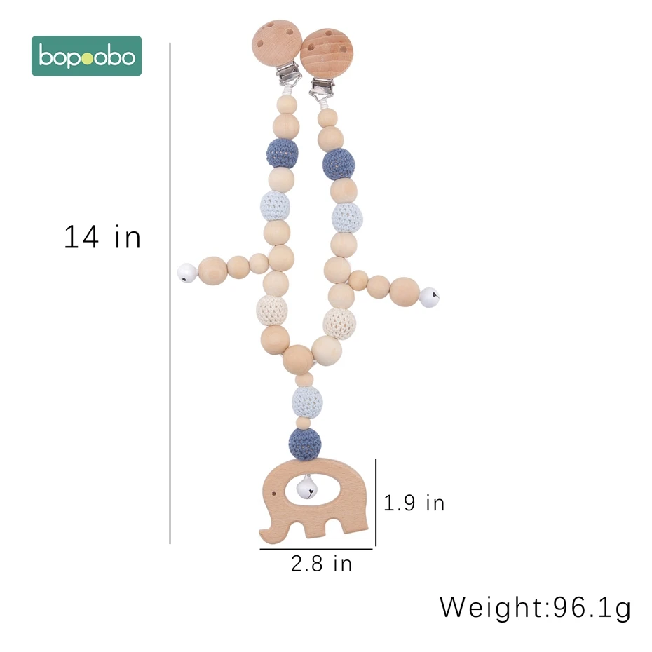 Bopoobo 1PC Baby Rattle Crochet Beads Infant Toys Crib Mobile Bed Bell Toy Pram Cart Chain Wood Elephant Stroller Mobile Newborn