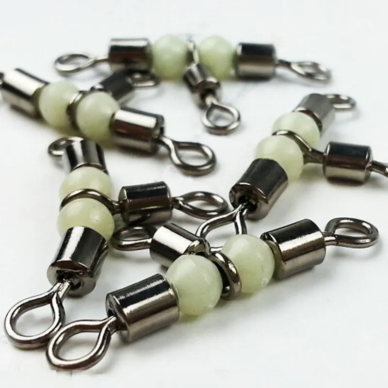 

[1000PCS] Fishing Swivels 3 Way Cross-line Rolling Swivel with Luminous Beads Fishing Connector Accessory