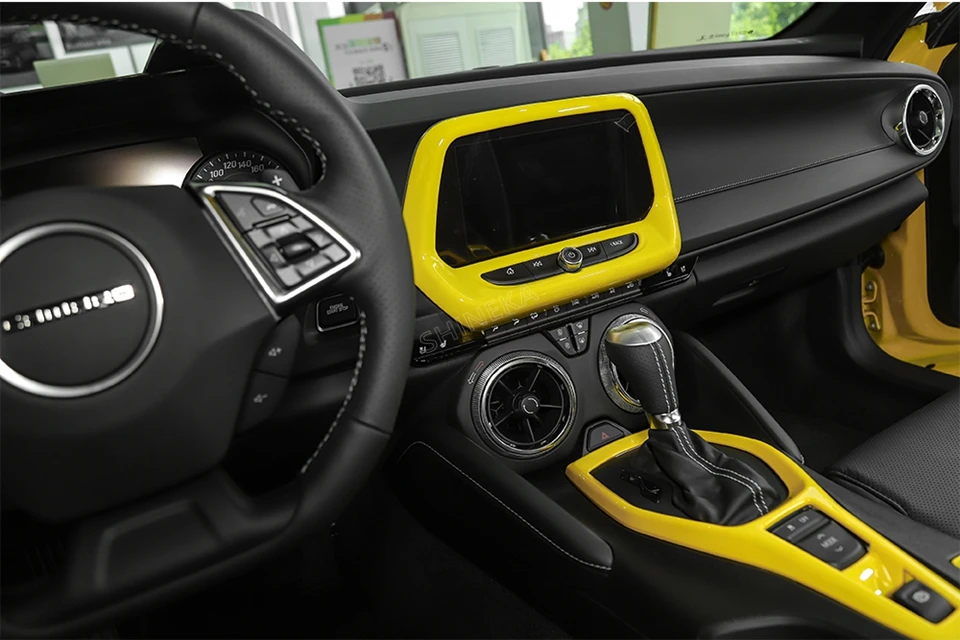 SHINEKA интерьер Молдинги для Chevrolet Camaro до 7 8 дюймов навигации Экран панель GPS украшения рамки крышка Стикеры