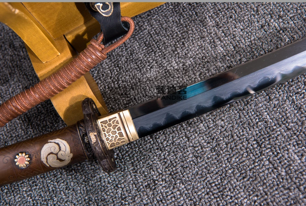 Boutique Japan Samurai Sword Katana Clay Tempered T10 Steel Copper Fitting Sharp Top Quality Japanese Samurai Sword Katana Clay