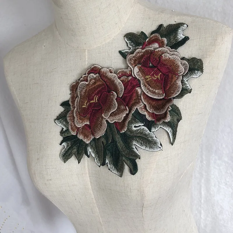 

SASKIA 1Pc Chinese Peony Applique Embroidery Flower Patches for Clothing Iron on Sticker for Clothes Decoration Sewing Patch Diy