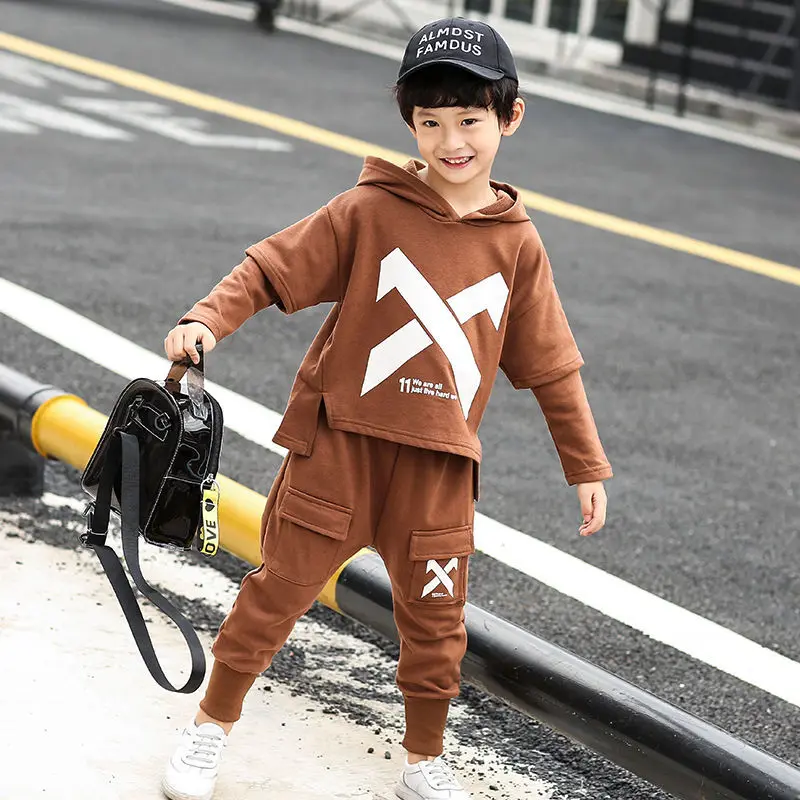 Children Clothing 2019 Autumn Winter Teenage Boys Clothes Set Hoodie+Pants 2pcs Outfit Kids Costume Suit For Sets |