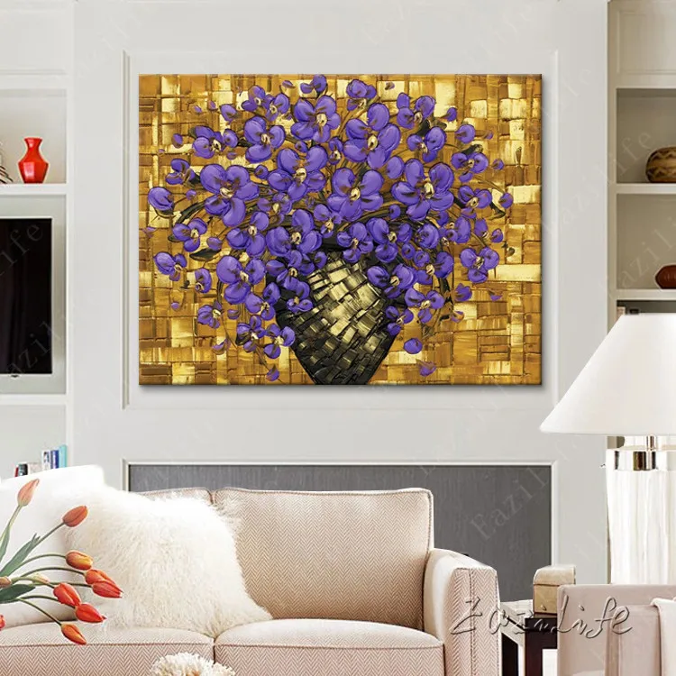 Цветок Ручная роспись палитра нож 3D текстура холст Картина маслом настенные