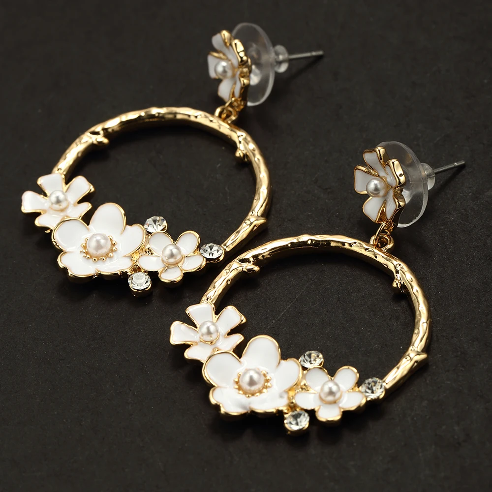 Women Girl Dangle Drop Earrings for Ladies with Flower Floral Small Pearl Long Fashion Personality | Украшения и аксессуары